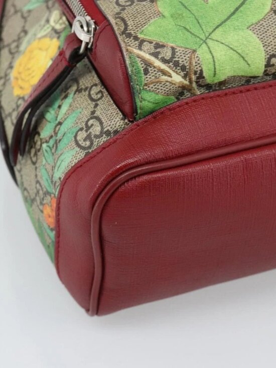 GUCCI GG Supreme Web Sherry Line Tian Backpack PVC Beige 427042 Auth main image 11